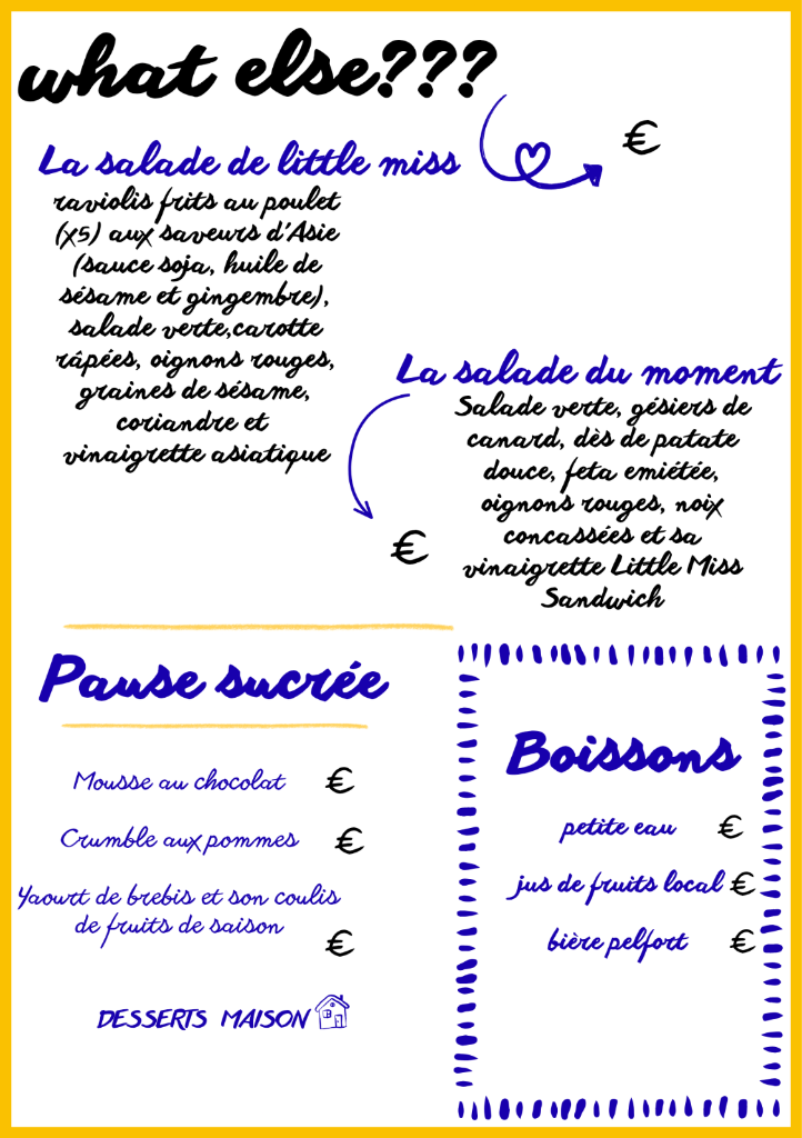 Carte du Foodtruck — Salades, Desserts & Boissons